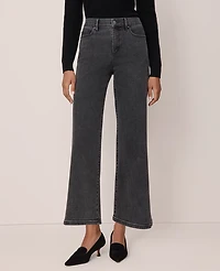 Ann Taylor The Petite Wide-Leg Crop Jean Faded Black Wash Women's