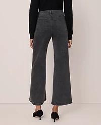 Ann Taylor The Petite Wide-Leg Crop Jean Faded Black Wash Women's