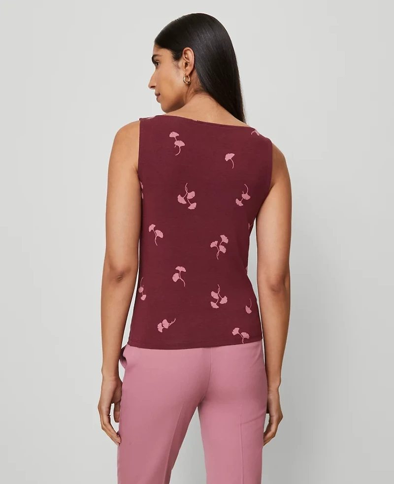 Ann Taylor Petite Floral Draped Cowl Neck Top Windsor Wine Women's