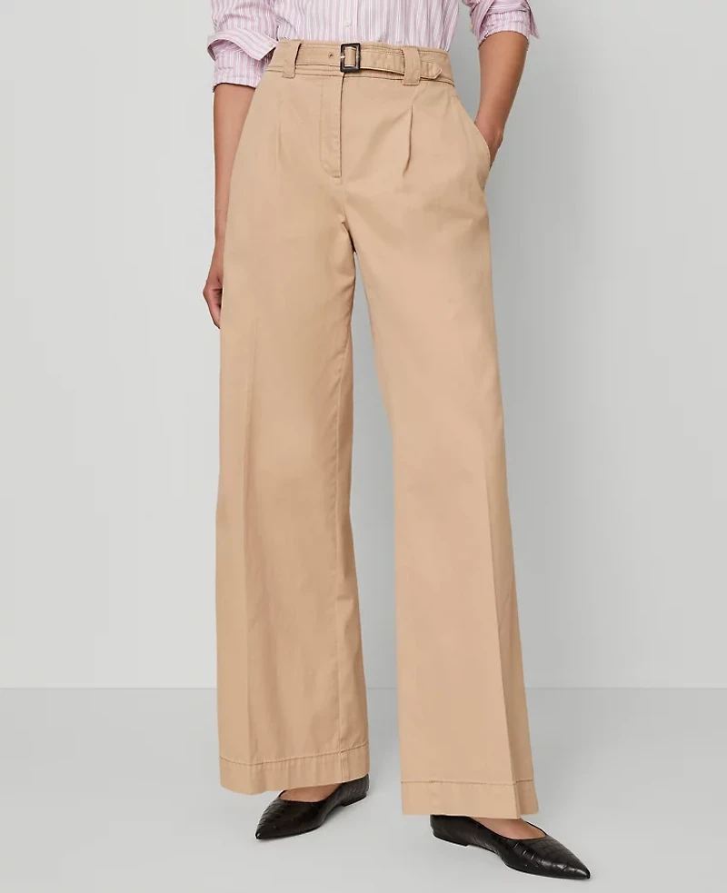 Ann Taylor The Petite Belted Wide-Leg Pant Cafe Au Lait Women's