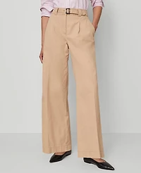 Ann Taylor The Petite Belted Wide-Leg Pant Cafe Au Lait Women's