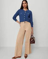 Ann Taylor The Petite Belted Wide-Leg Pant Cafe Au Lait Women's