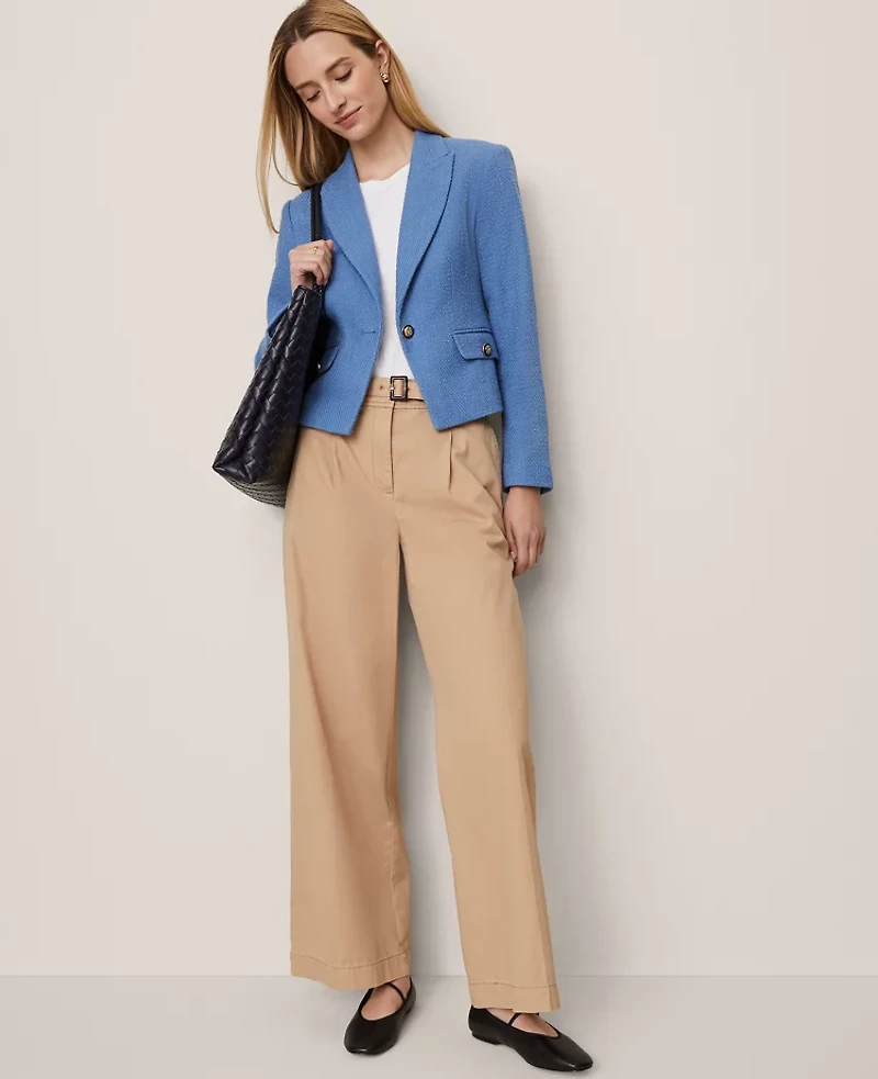 Ann Taylor The Petite Belted Wide-Leg Pant Cafe Au Lait Women's