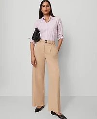Ann Taylor The Petite Belted Wide-Leg Pant Cafe Au Lait Women's