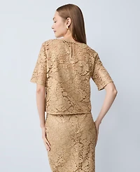 Ann Taylor Lace Blouse Gold Women's
