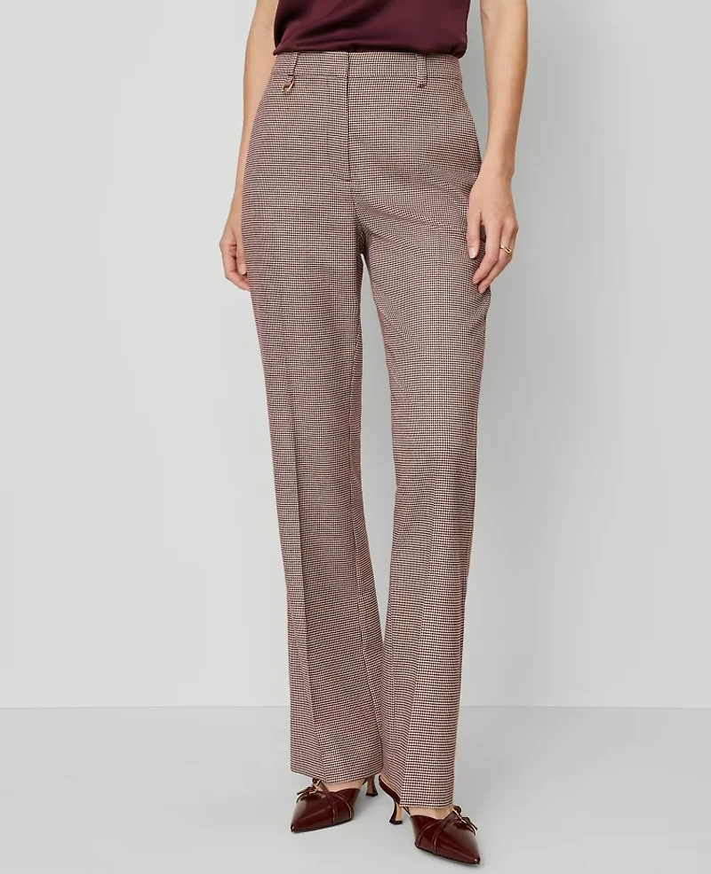 Ann Taylor The Petite Slim Flare Trouser Houndstooth Poised Plum Women's