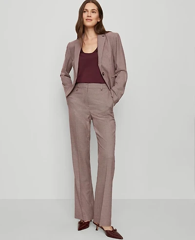 Ann Taylor The Petite Slim Flare Trouser Pant Houndstooth Poised Plum Women's