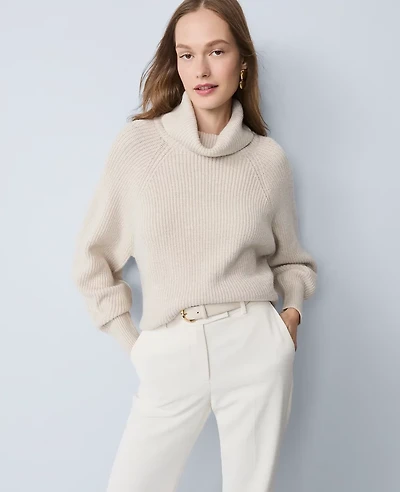 Ann Taylor Ribbed Turtleneck Sweater Heather Women's