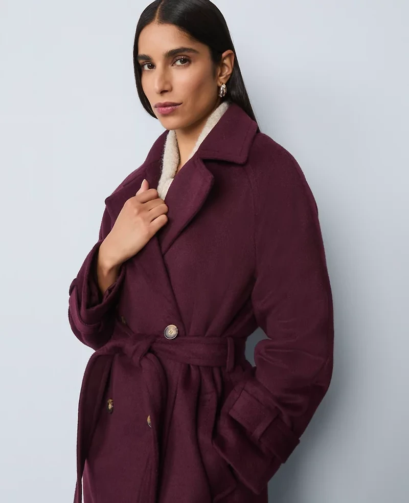 Ann Taylor Belted Trench Coat Poised Plum Women's