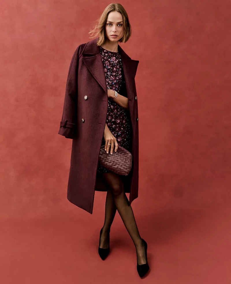 Ann Taylor Belted Trench Coat Poised Plum Women's