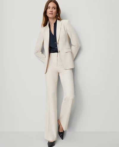 Ann Taylor The Petite Flare Trouser Pant Pinstripe Pale Linen Women's