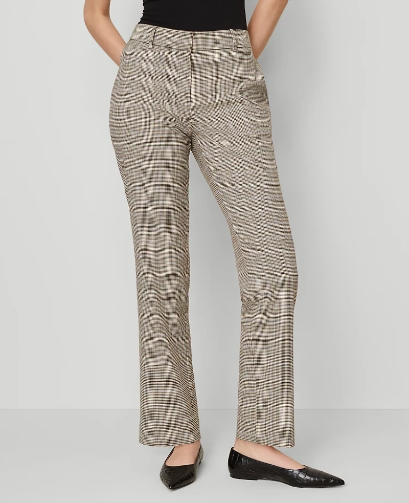 Ann Taylor The Straight Pant Plaid — Curvy Fit Copper/Cream Multi Women's