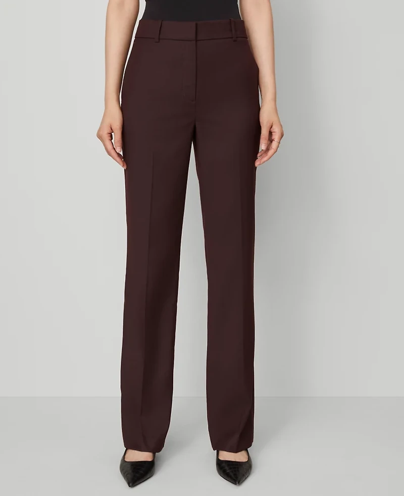 Ann Taylor The High Rise Slim Trouser Pant — Curvy Fit Classic Burgundy Women's