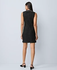 Ann Taylor Tweed Button Shift Dress Black Women's