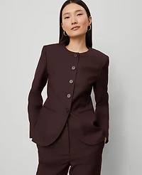 Ann Taylor The Petite Curved Hem Jacket Classic Burgundy Women's