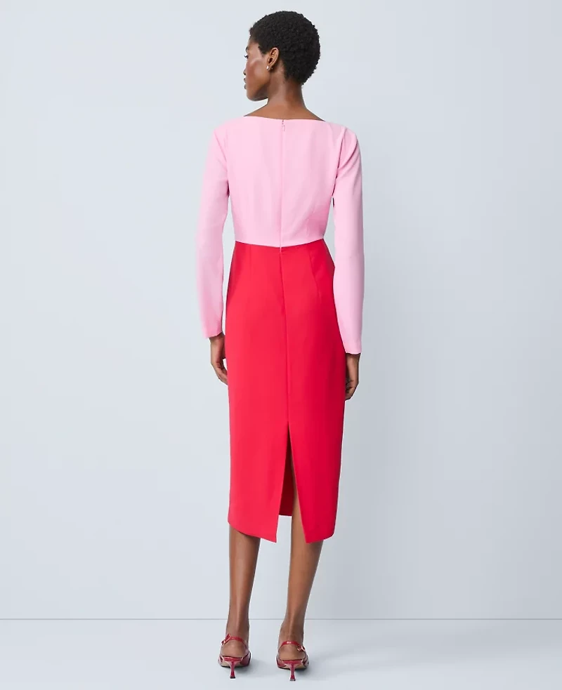 Ann Taylor Colorblock Twist Midi Dress Iconic Red Women's