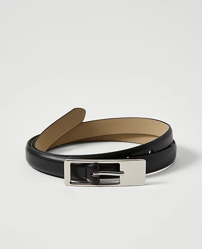 Ann Taylor Leather Rectangle Buckle Belt Black Women's