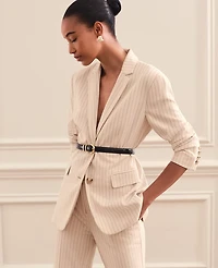Ann Taylor The Petite Greenwich Blazer Pinstripe Black Cream Combo Women's