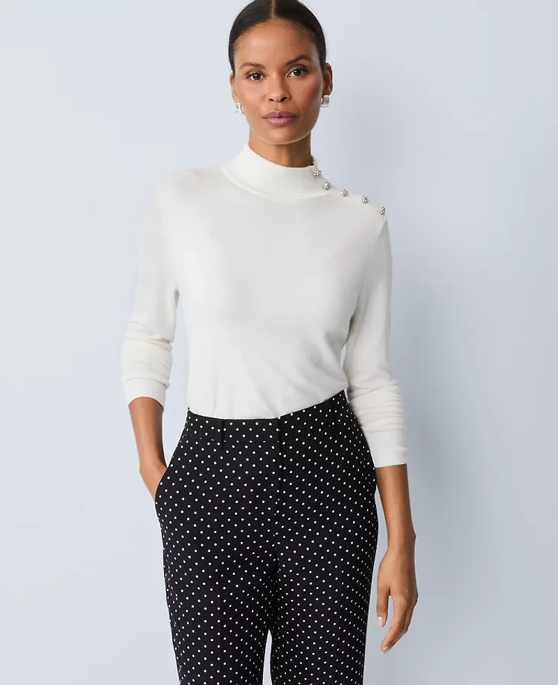 Ann Taylor Button Turtleneck Sweater Women's