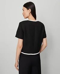 Ann Taylor Petite Tweed Trim Jacket Black Women's
