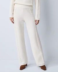 Ann Taylor Weekend Collection The Mixed Stitch Wide-Leg Sweater Pant Winter White Women's