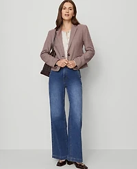 Ann Taylor The Petite Newbury Blazer in Houndstooth Size 12 Poised Plum Women's