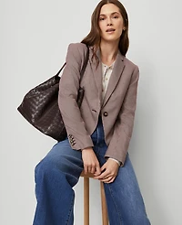 Ann Taylor The Petite Newbury Blazer in Houndstooth Size 12 Poised Plum Women's