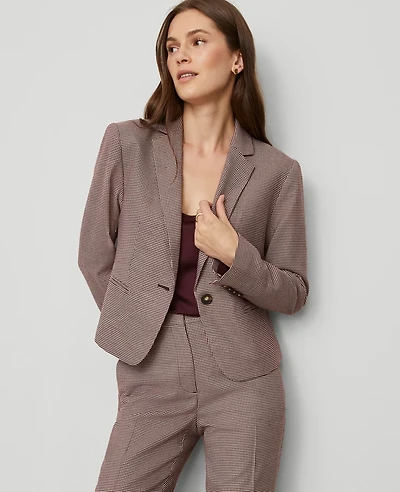 Ann Taylor The Petite Newbury Blazer Houndstooth Poised Plum Women's
