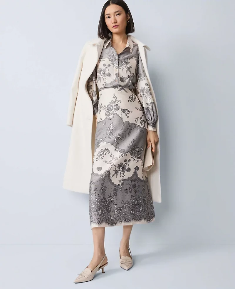 Ann Taylor Belted Everyday Coat Winter White Women's