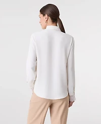 Ann Taylor Modern Tie Neck Blouse Winter White Women's