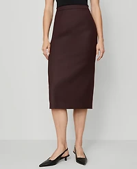 Ann Taylor Petite Twill Column Midi Skirt Classic Burgundy Women's