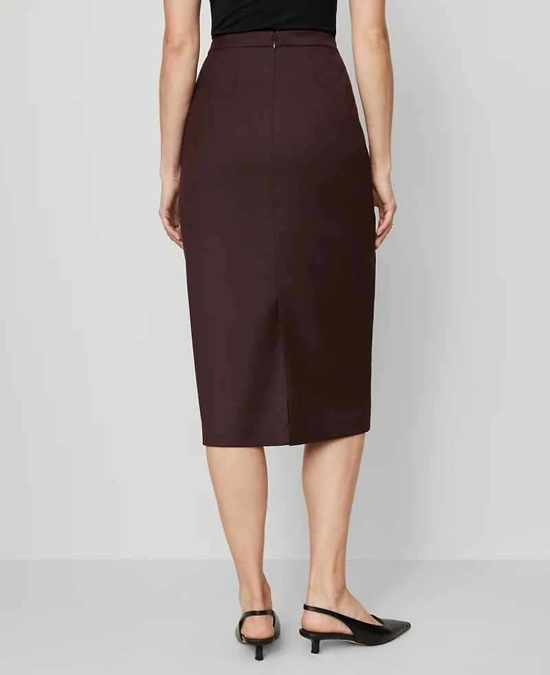 Ann Taylor Petite Twill Column Midi Skirt Classic Burgundy Women's