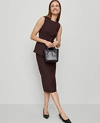 Ann Taylor Petite Twill Column Midi Skirt Classic Burgundy Women's