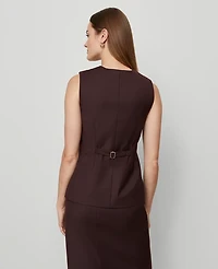Ann Taylor The Petite Long Crew Neck Vest Classic Burgundy Women's