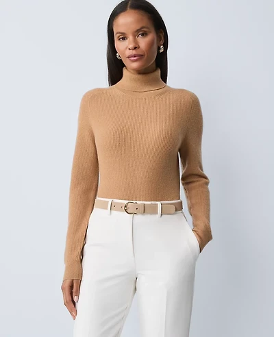 Ann Taylor Cashmere Ribbed Turtleneck Sweater Women's