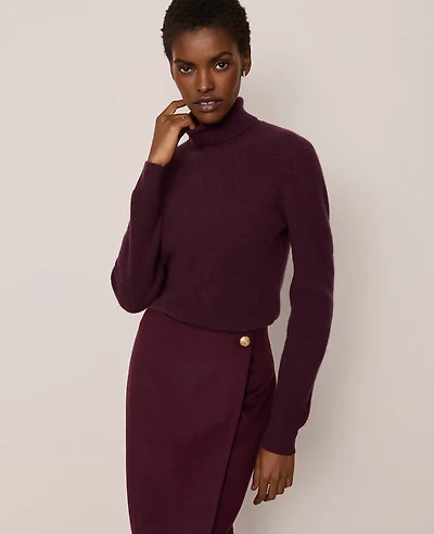 Ann Taylor Cashmere Ribbed Turtleneck Sweater Women's