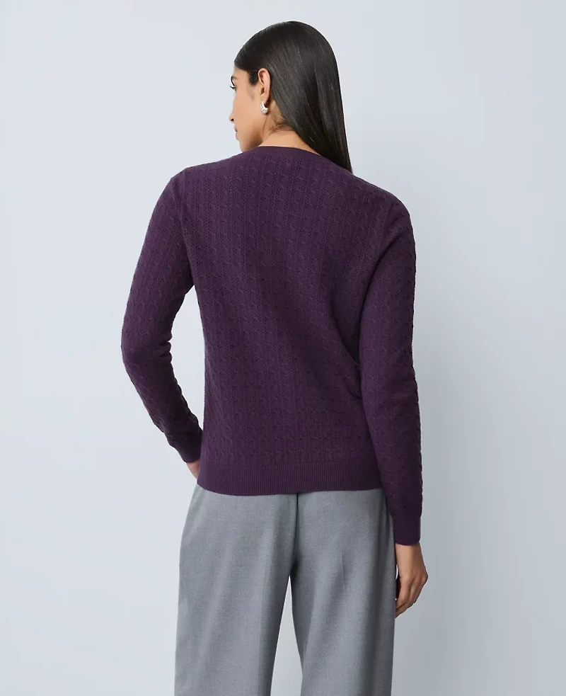 Ann Taylor Mixed Stitch Ann Cardigan Size Medium Aubergine Dream Women's