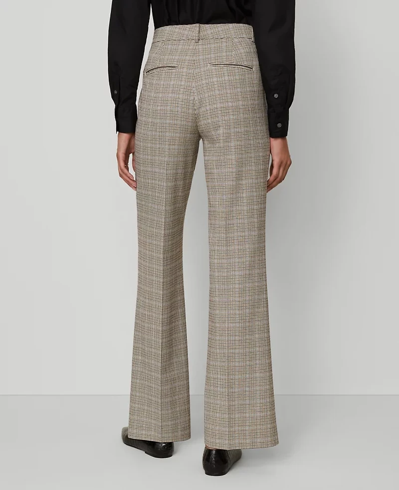 Ann Taylor The Flare Trouser Pant Plaid — Curvy Fit Copper/Cream Multi Women's