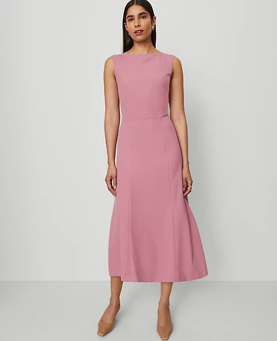 Ann Taylor The Petite Boatneck Flare Dress Smokey Rose Women's