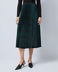 Ann Taylor Plaid Pleated Midi Skirt Rainforest Women's