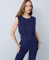 Ann Taylor Pleated Satin Tank Top Size Large Twilight Sea Women's
