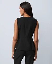 Ann Taylor Crew Neck Peplum Vest Black Women's