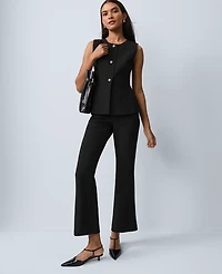 Ann Taylor Crew Neck Peplum Vest Black Women's