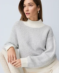 Ann Taylor Metallic Waffle Knit Sweater Winter White Women's