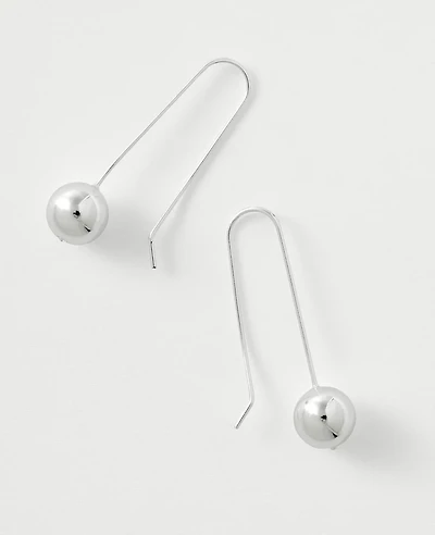 Ann Taylor Metal Ball Drop Earrings Silvertone Women's