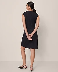 Ann Taylor Pinstriped Wrap Effect Sheath Dress Navy/White Pinstripe Women's