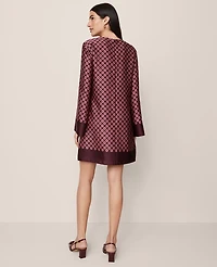 Ann Taylor Geo Satin Shift Dress Poised Plum Women's