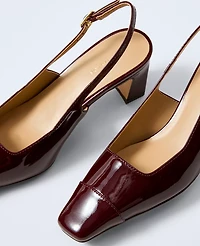 Ann Taylor Cap Toe Patent Leather Slingback Pump Dark Burgundy Women's