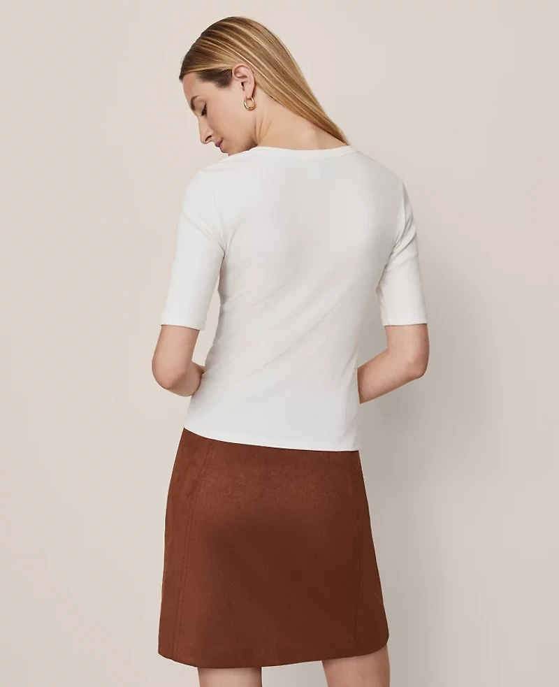 Ann Taylor Petite Weekend Collection Lace-Up Top Winter White Women's