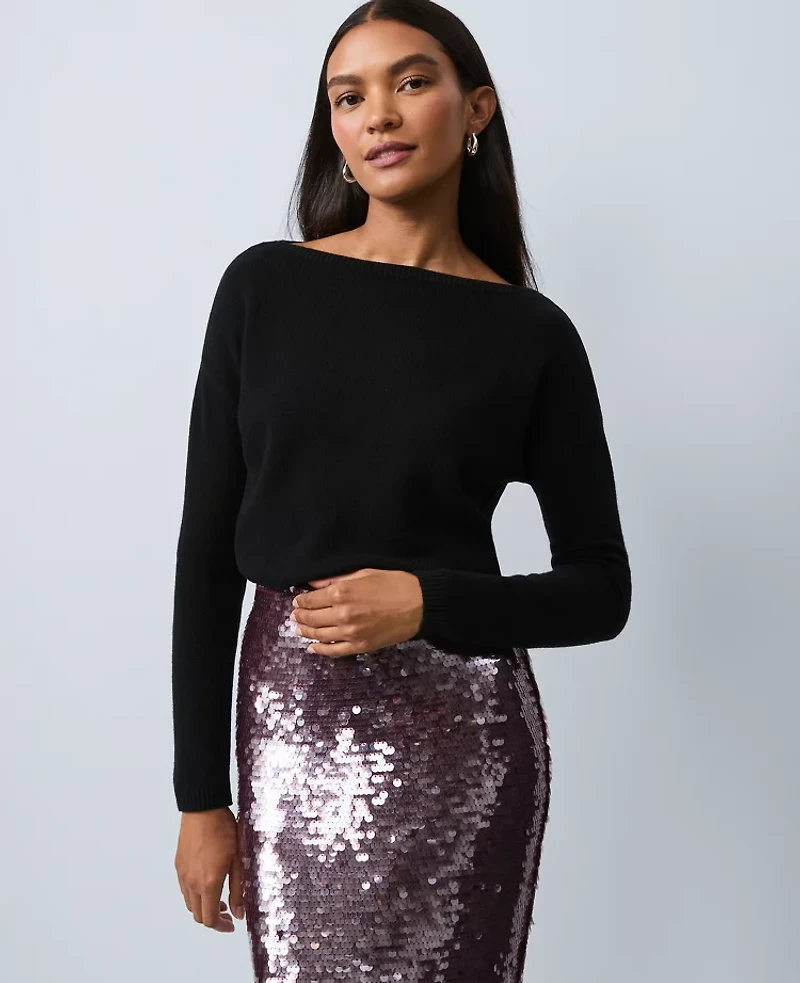 Ann Taylor Cashmere Off-The-Shoulder Sweater Women's